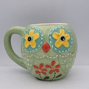 Cracker Barrel Owl Mug Large 20 Oz. Green Large Ceramic Mug‎